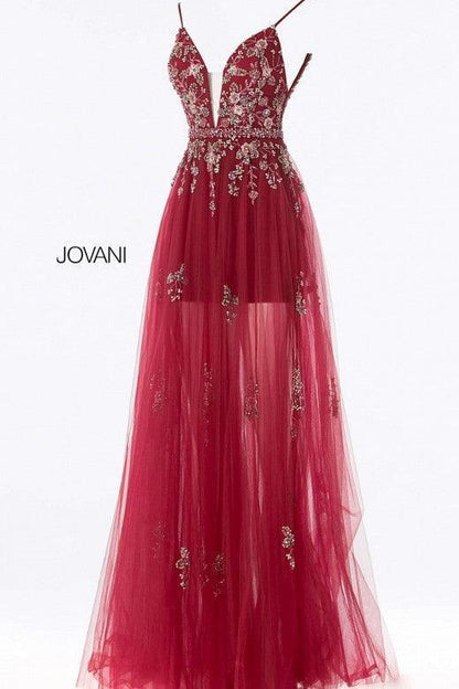 Jovani Long Prom Spaghetti Strap Evening Gown 55621 - The Dress Outlet