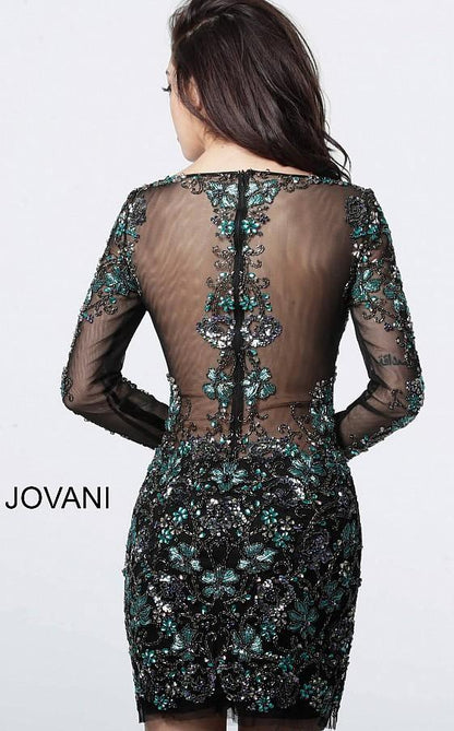 Jovani Long Sleeve Fitted Cocktail Dress 3011 - The Dress Outlet
