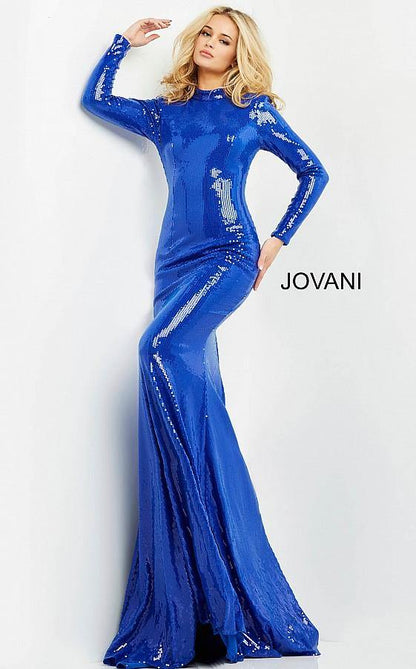 Jovani Long Sleeve Fitted Prom Trumpet Dress 06214 - The Dress Outlet