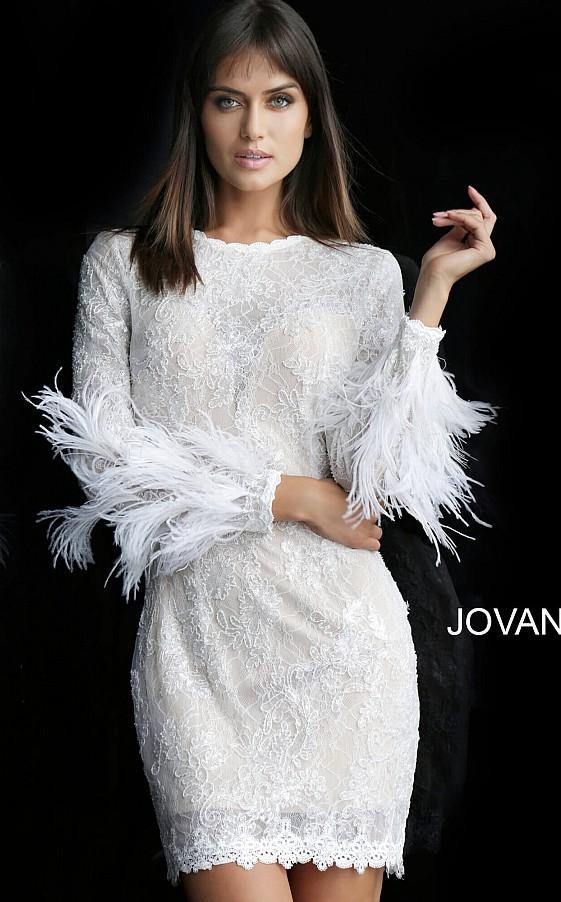 Jovani 63351 Long Sleeve Short Cocktail Dress