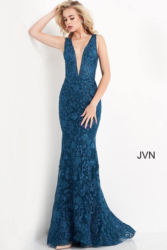 Jovani Long Sleeveless Lace Mermaid Prom Gown 04591 - The Dress Outlet