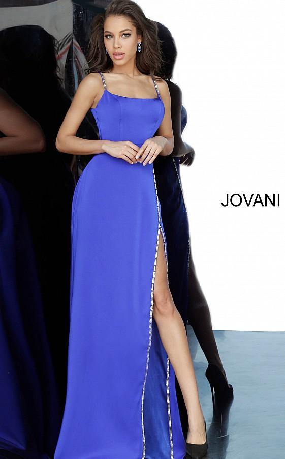 Jovani Long Spaghetti Strap Prom Dress 02720 - The Dress Outlet