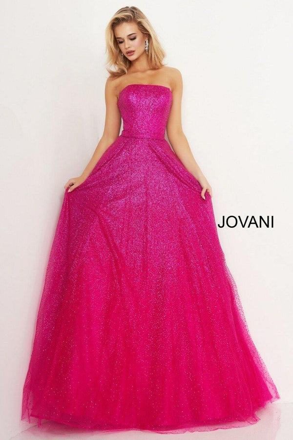 Jovani Long Strapless Glitter Prom Ball Gown 02875 - The Dress Outlet