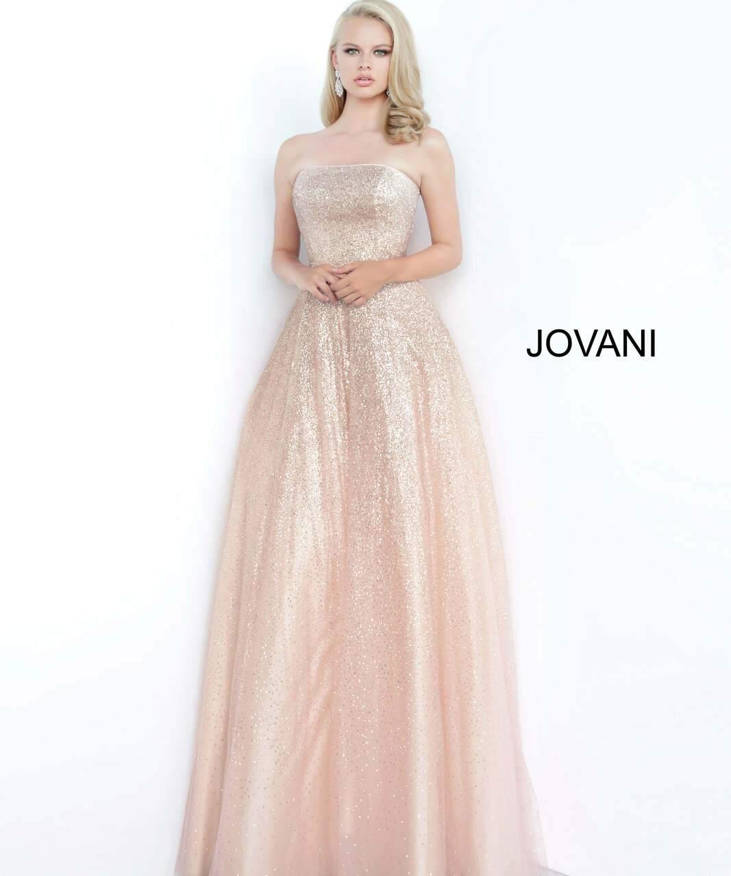 Jovani Long Strapless Glitter Prom Ball Gown 02875 - The Dress Outlet