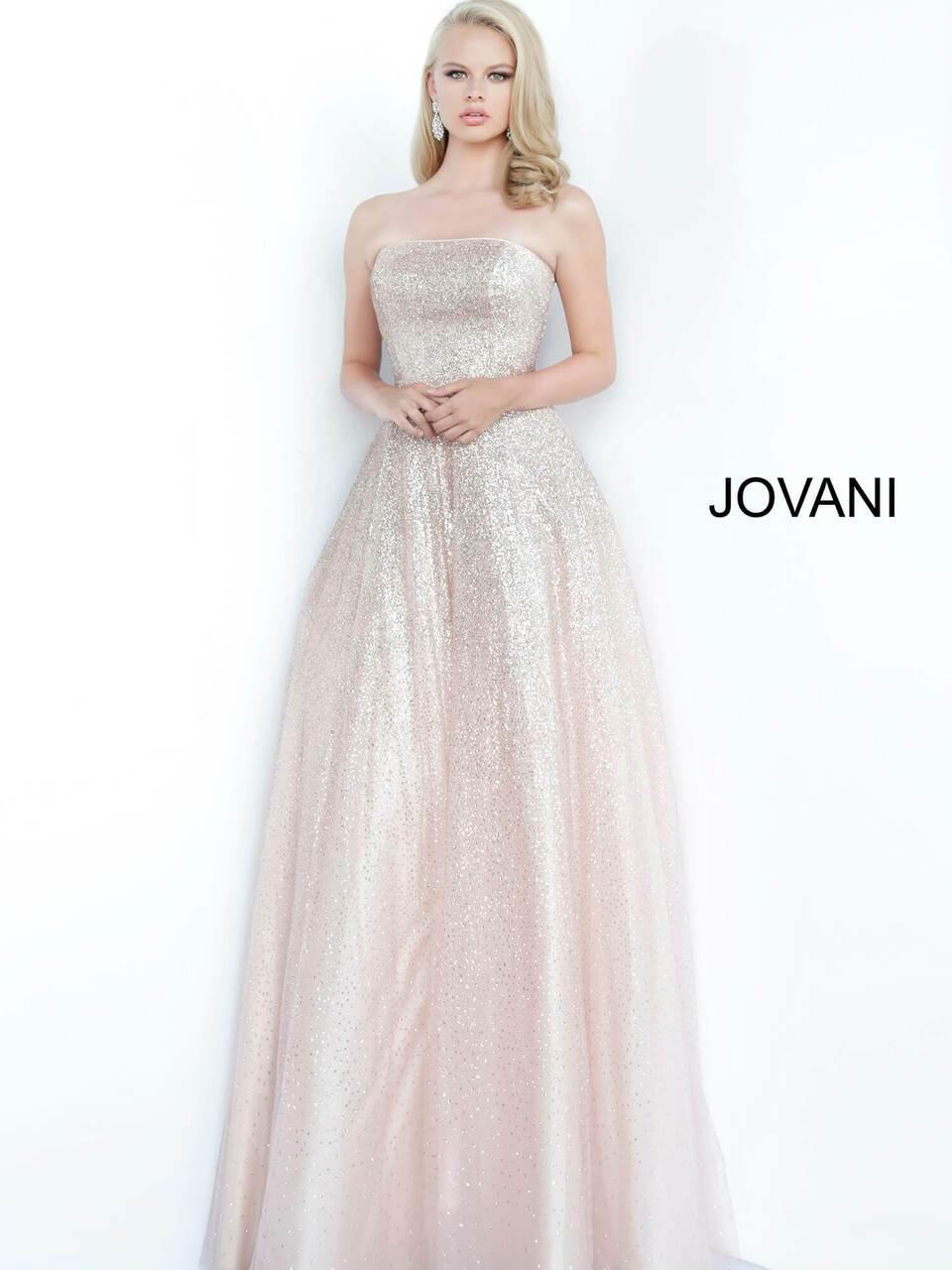 Jovani Long Strapless Glitter Prom Ball Gown 02875 - The Dress Outlet