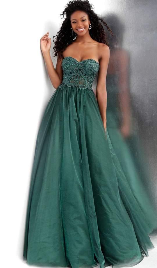 Jovani Long Strapless Pleated Prom Ball Gown 67048 - The Dress Outlet