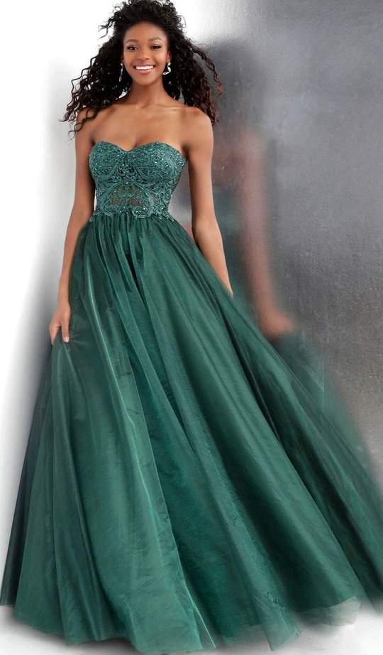 Jovani Long Strapless Pleated Prom Ball Gown 67048 - The Dress Outlet