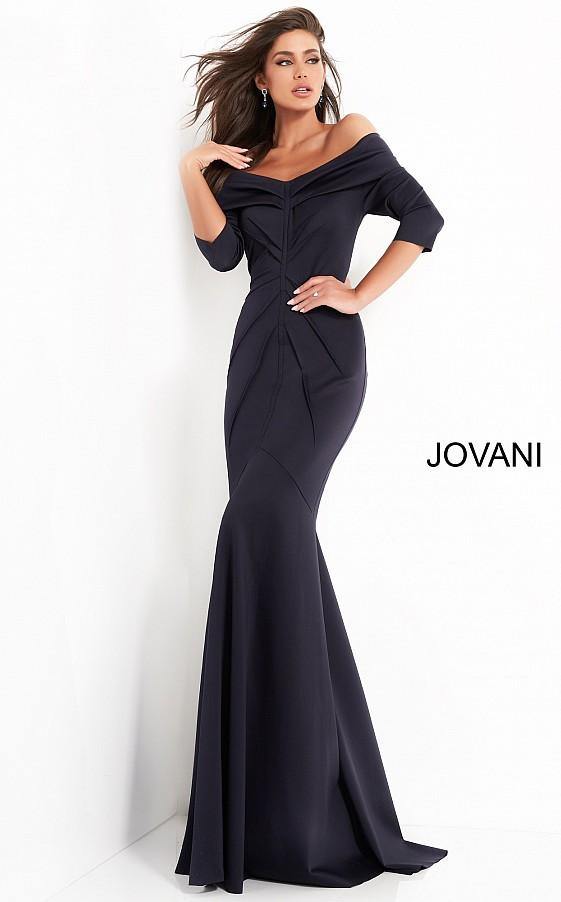 Jovani Long Three Quarter Sleeve Fitted Prom Dress 02760 - The Dress Outlet