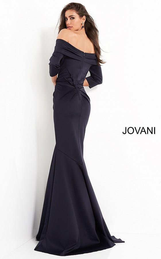Jovani 02760 Long Three Quarter Sleeve Formal Prom Dress