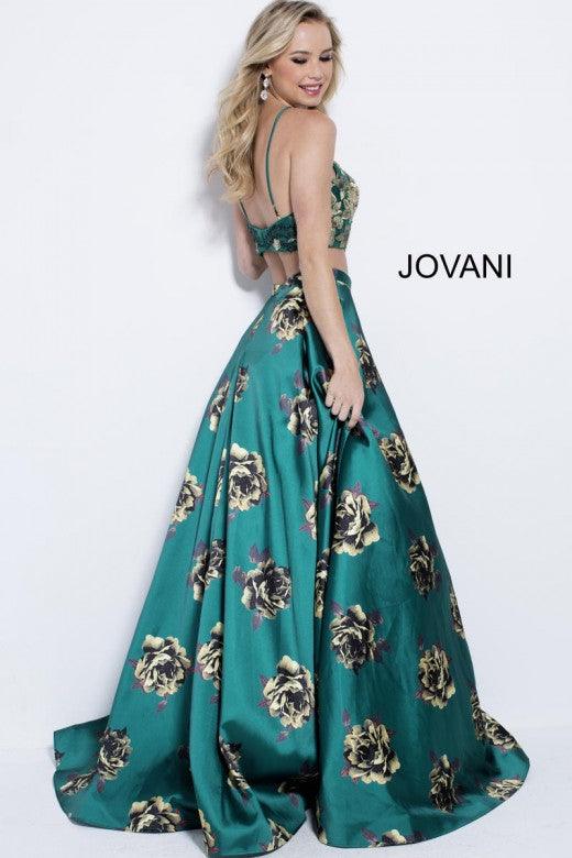 Jovani Long Two Piece Floral Prom Ball Gown 41658 - The Dress Outlet