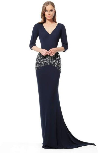 Jovani Long V-Neck Sheath Prom Dress 68806 - The Dress Outlet