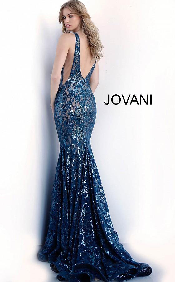 Jovani Low V Neck Sleeveless Prom Dress 63437 - The Dress Outlet
