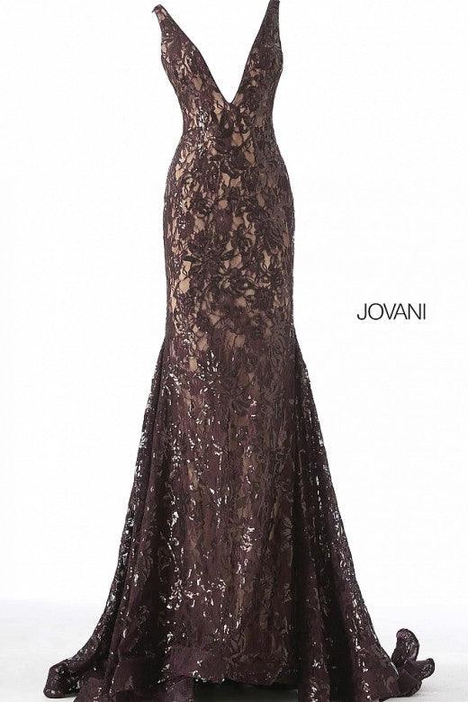 Jovani Low V Neck Sleeveless Prom Dress 63437 - The Dress Outlet