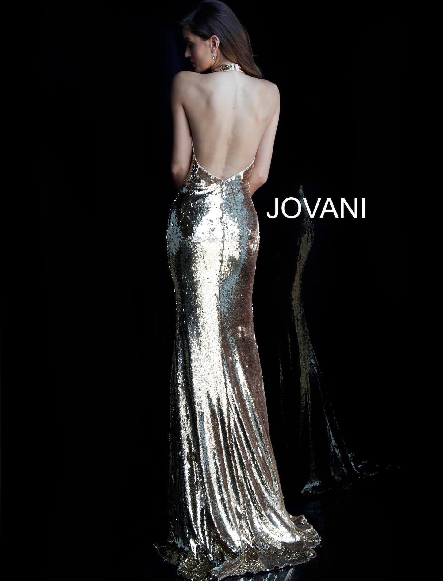 Jovani Metallic Long Halter Prom Dress 62360 - The Dress Outlet
