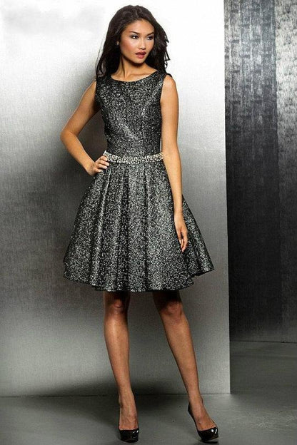 Jovani Metallic Short Sleeveless Dress M349 - The Dress Outlet
