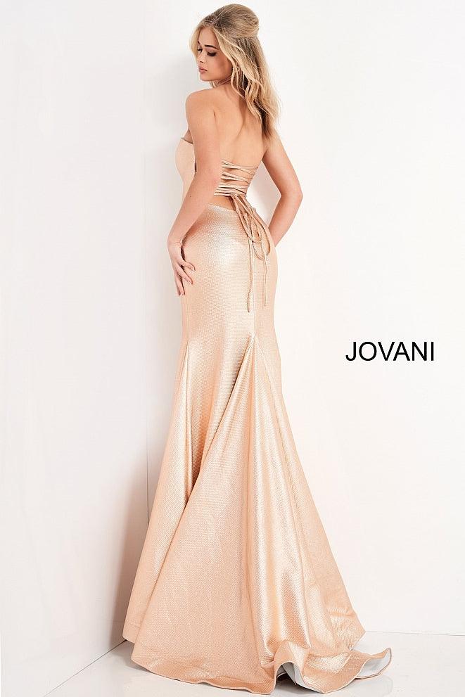 Jovani 06427 Metallic Strapless Long Prom Dress