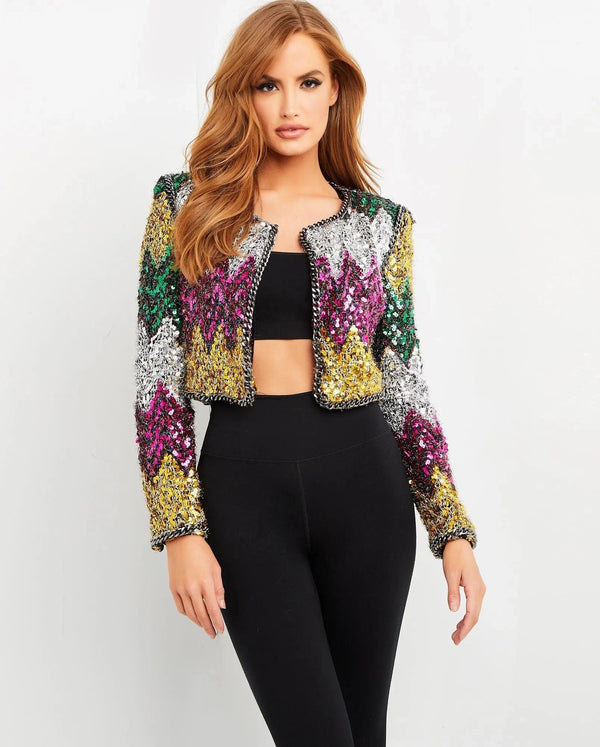 Jovani Multi Color Sequins Blazer M05037 - The Dress Outlet