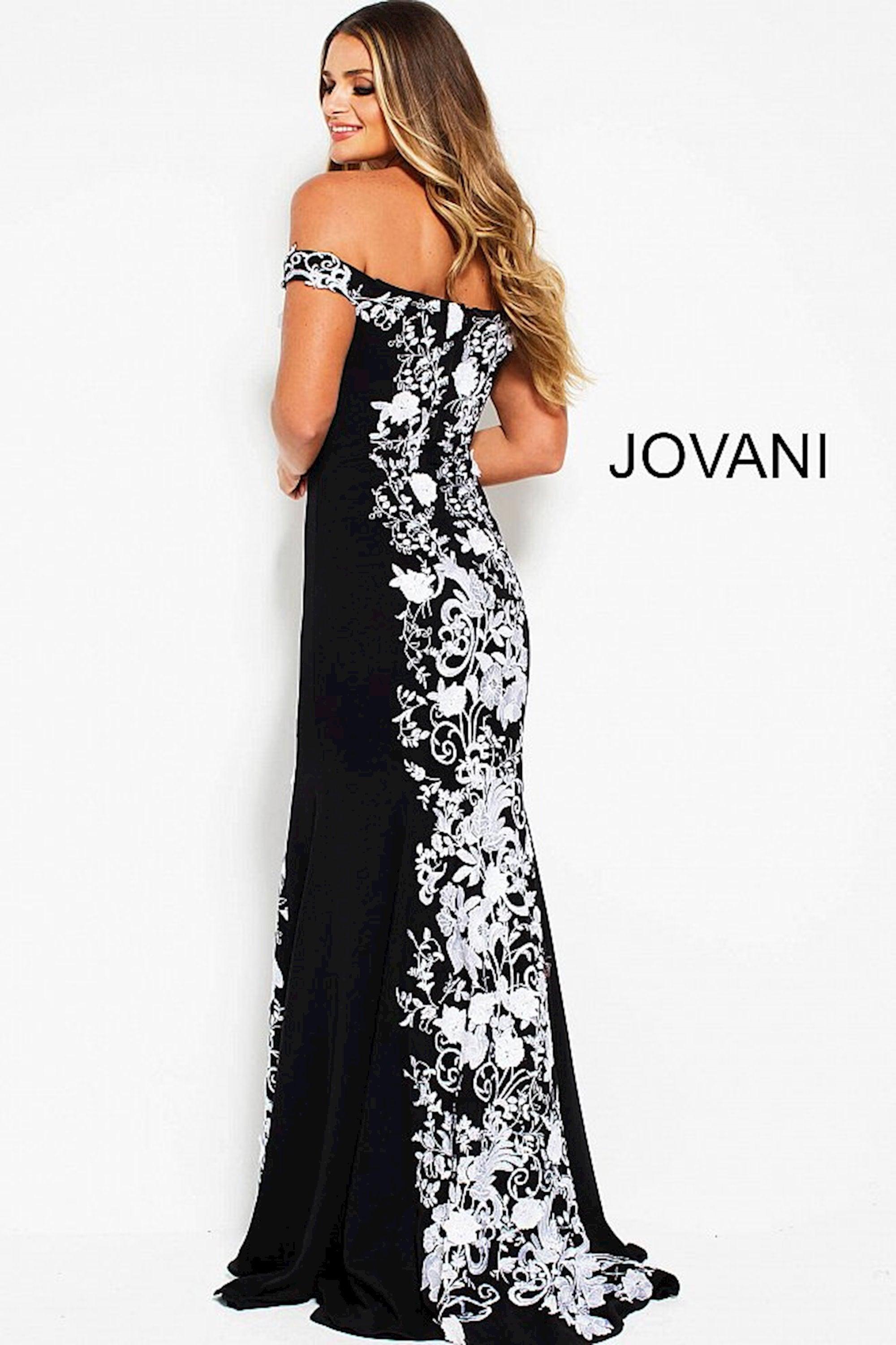 Jovani Off-Shoulder Floral Long Evening Dress 54883 - The Dress Outlet
