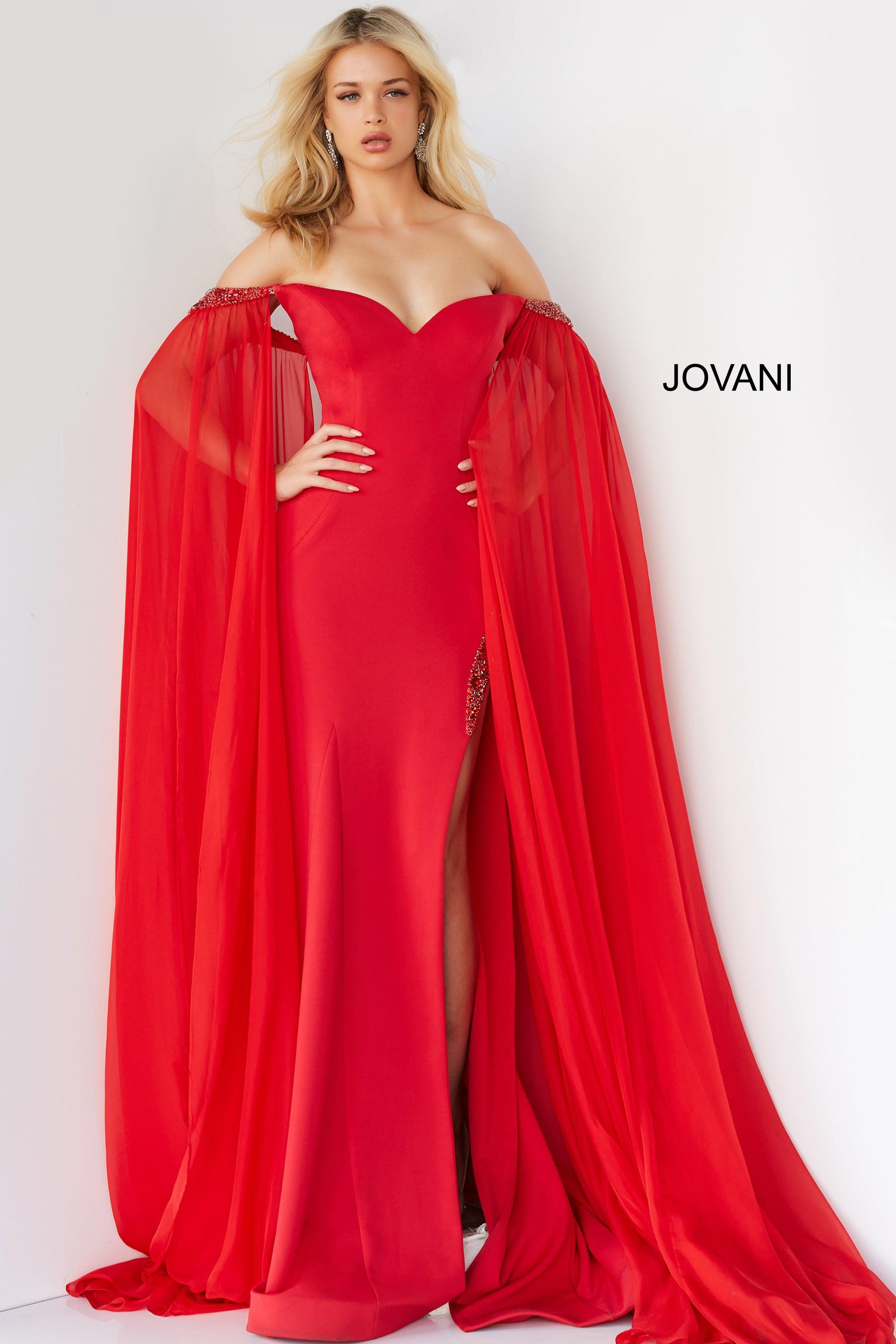 Jovani Off Shoulder Long Formal Dress 07652 - The Dress Outlet
