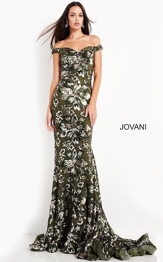 Jovani Off Shoulder Long Fitted Prom Dress 63516 - The Dress Outlet