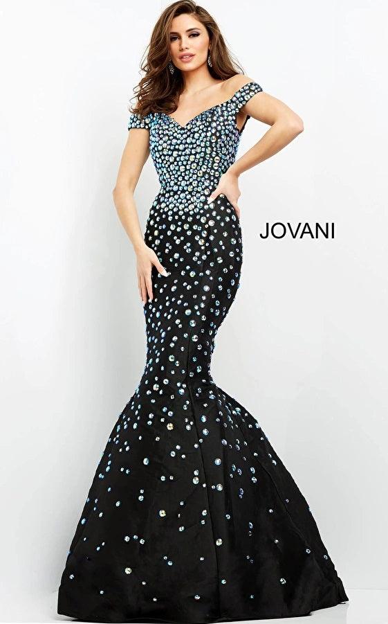 Jovani 00699 Off Shoulder Long Mermaid Prom Gown