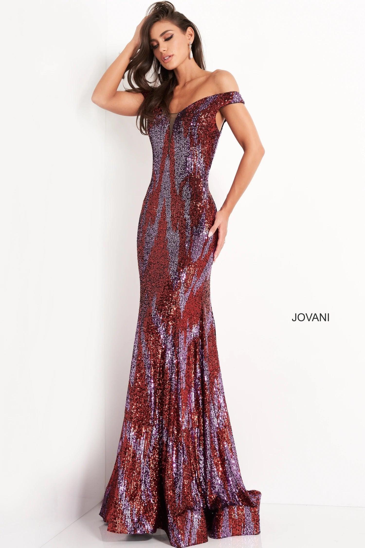 Jovani Off Shoulder Long Prom Dress 04149 - The Dress Outlet