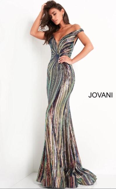 Jovani Off Shoulder Long Prom Dress 04809 - The Dress Outlet