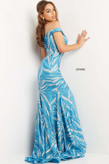 Jovani Off Shoulder Long Prom Dress 08607 - The Dress Outlet