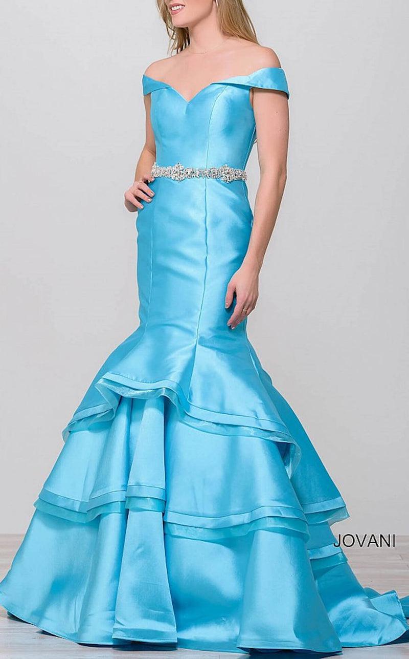 Jovani Off Shoulder Long Prom Dress 48609 - The Dress Outlet