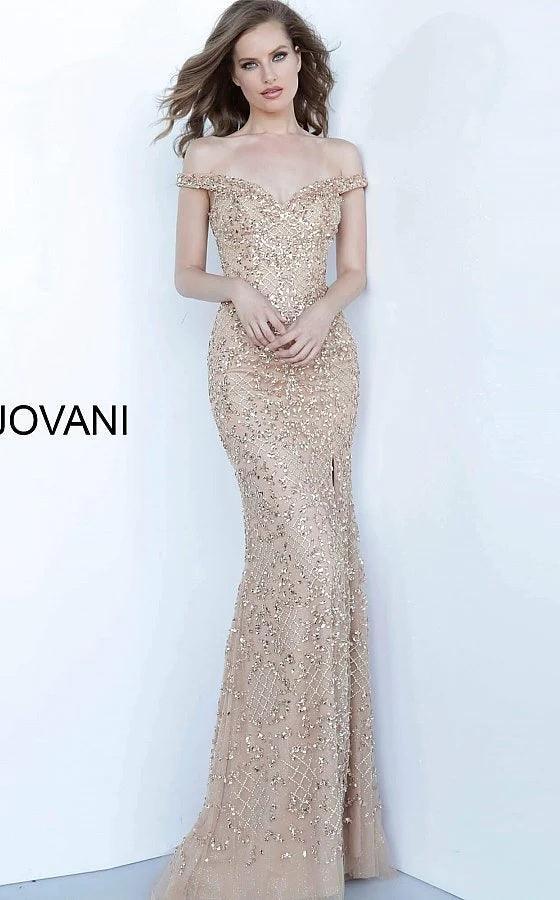Jovani - 3570 Off-Shoulder Long Sleeves Dress main image 1