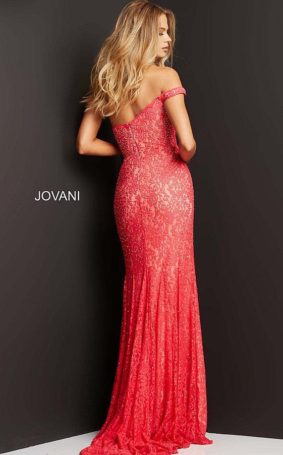 Jovani Off Shoulder Long Prom Fitted Dress 08684 - The Dress Outlet