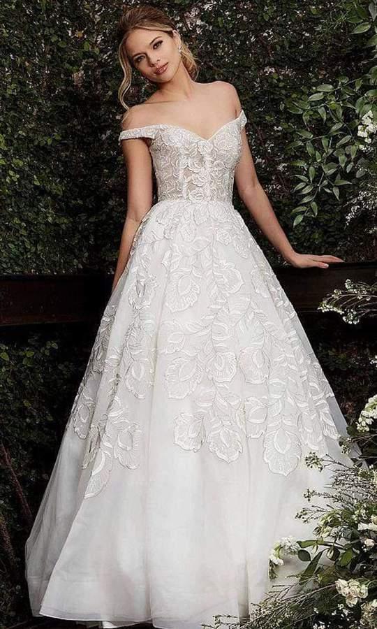 Jovani Off Shoulder Long Wedding Gown JB65936 - The Dress Outlet