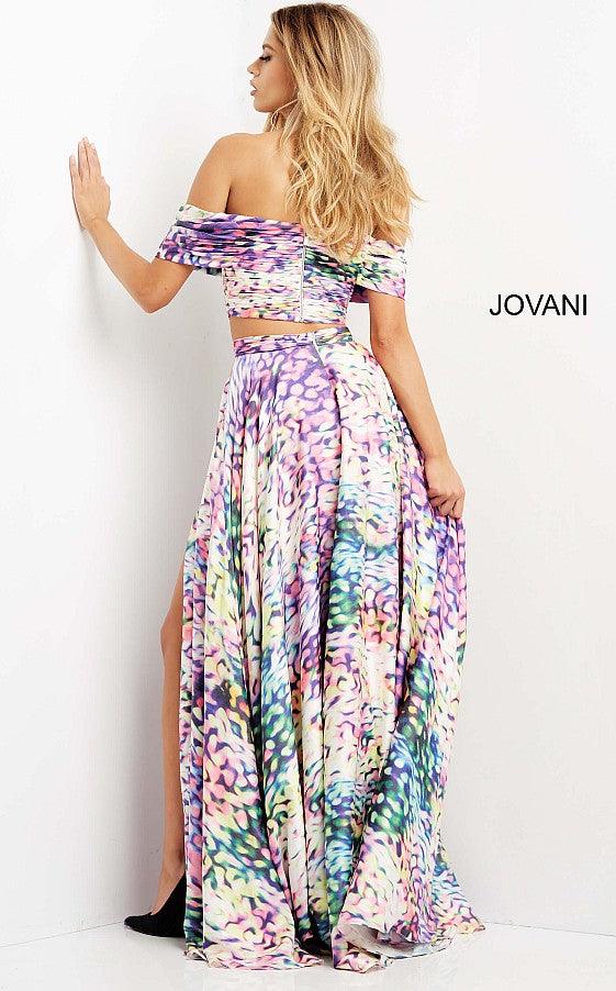 Jovani 08350 Off Shoulder Two Piece Long Prom Dress
