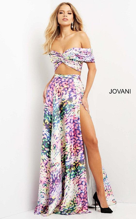 Jovani Off Shoulder Two Piece Long Prom Dress 08350 - The Dress Outlet