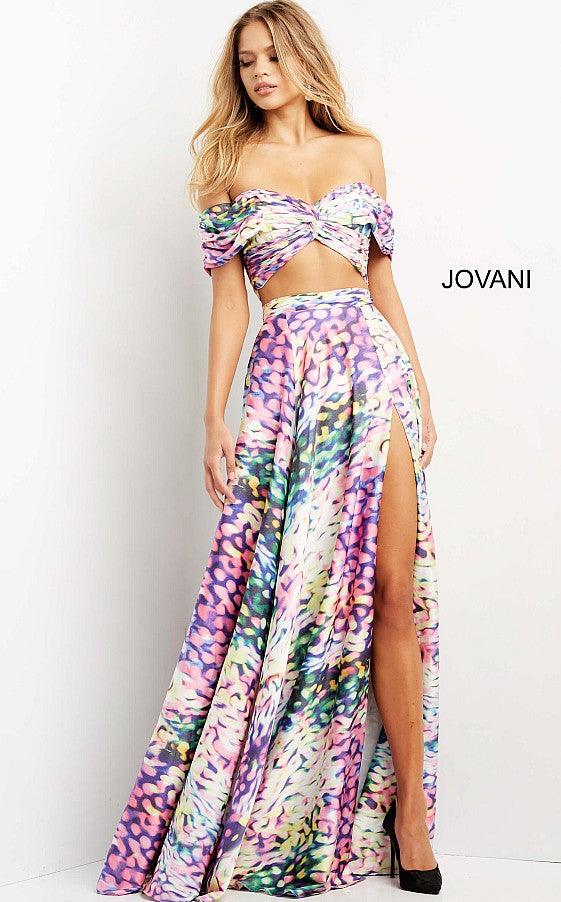 Jovani Off Shoulder Two Piece Long Prom Dress 08350 - The Dress Outlet
