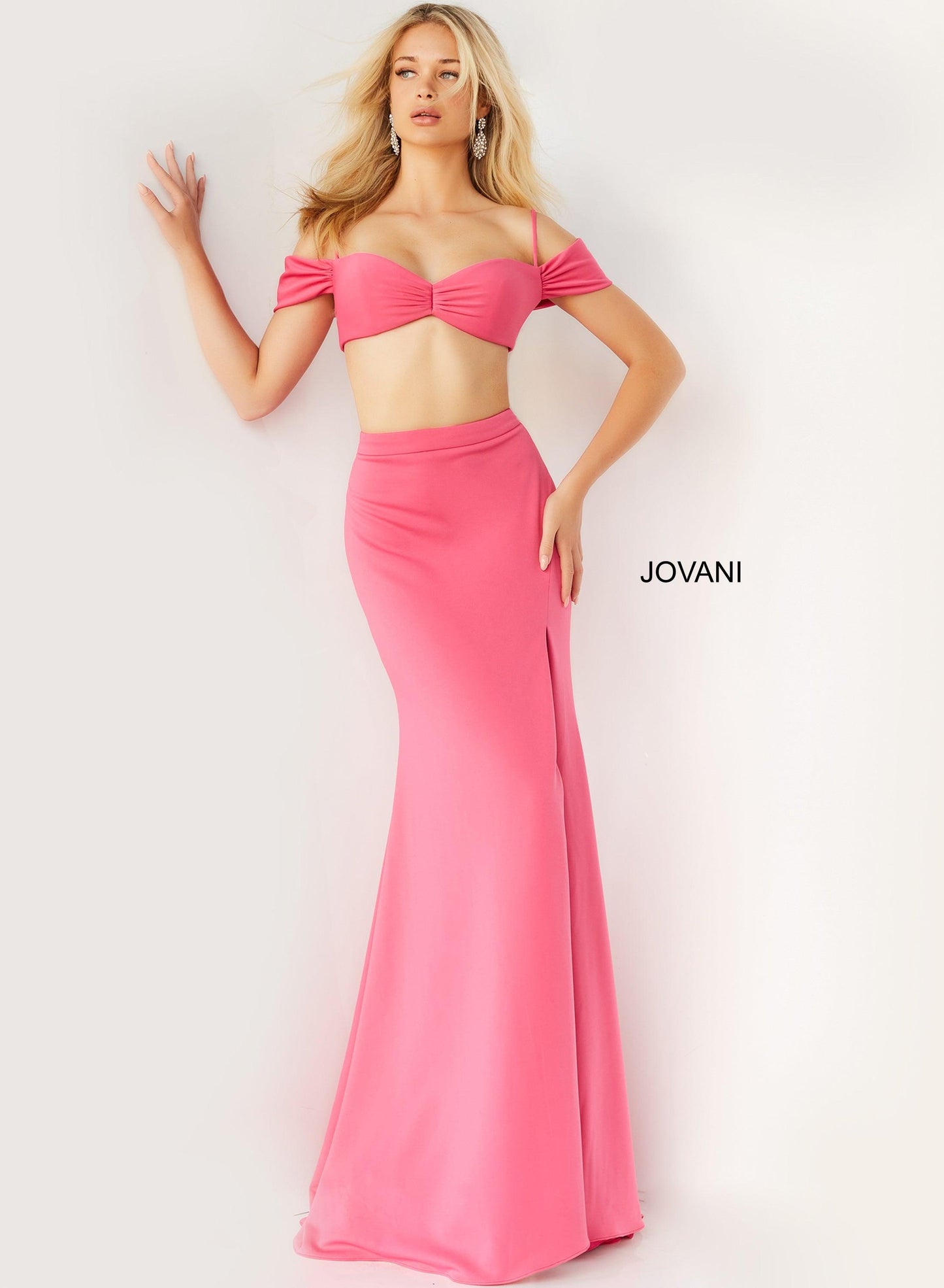 Jovani Off Shoulder Two Piece Long Prom Gown 07444 - The Dress Outlet