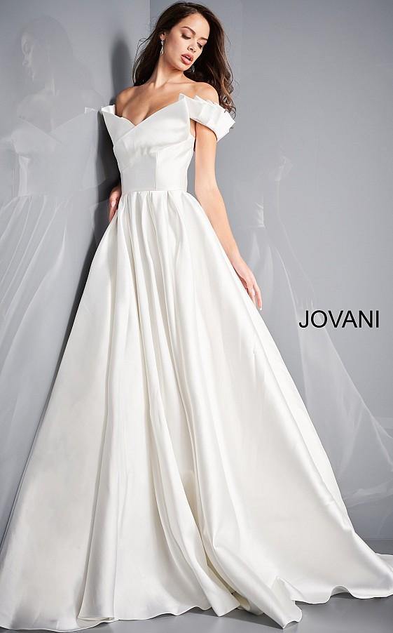 Jovani  Off the Shoulder A Line Bridal Gown JB2500 - The Dress Outlet