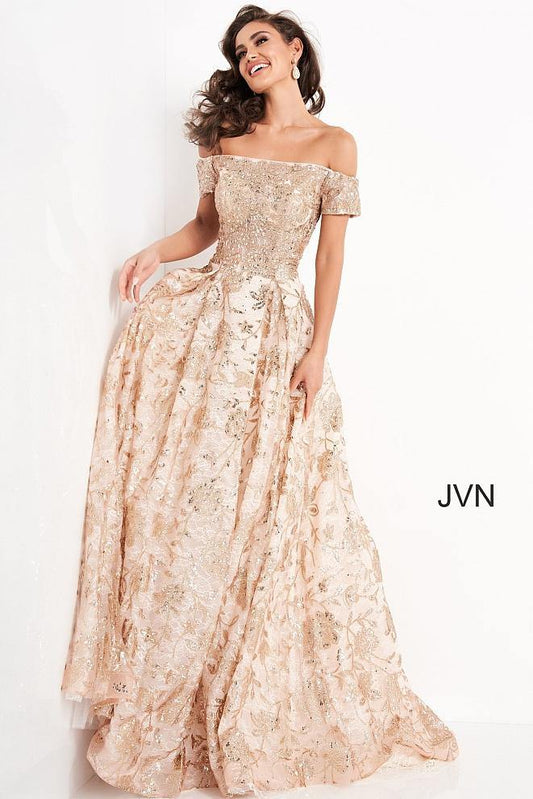 Jovani Off the Shoulder Long Prom Dress 03013 - The Dress Outlet