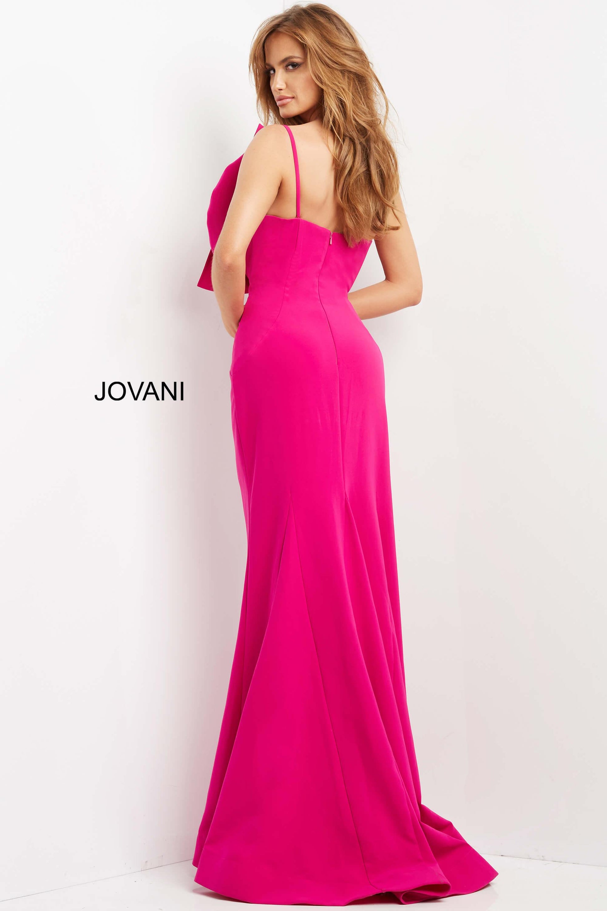 Jovani 07306 One Shoulder Bow Formal Long Dress