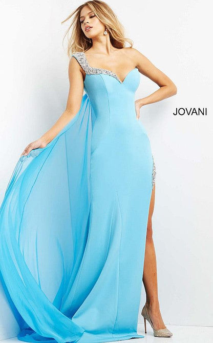 Jovani One Shoulder Long Formal Prom Dress 08230 - The Dress Outlet