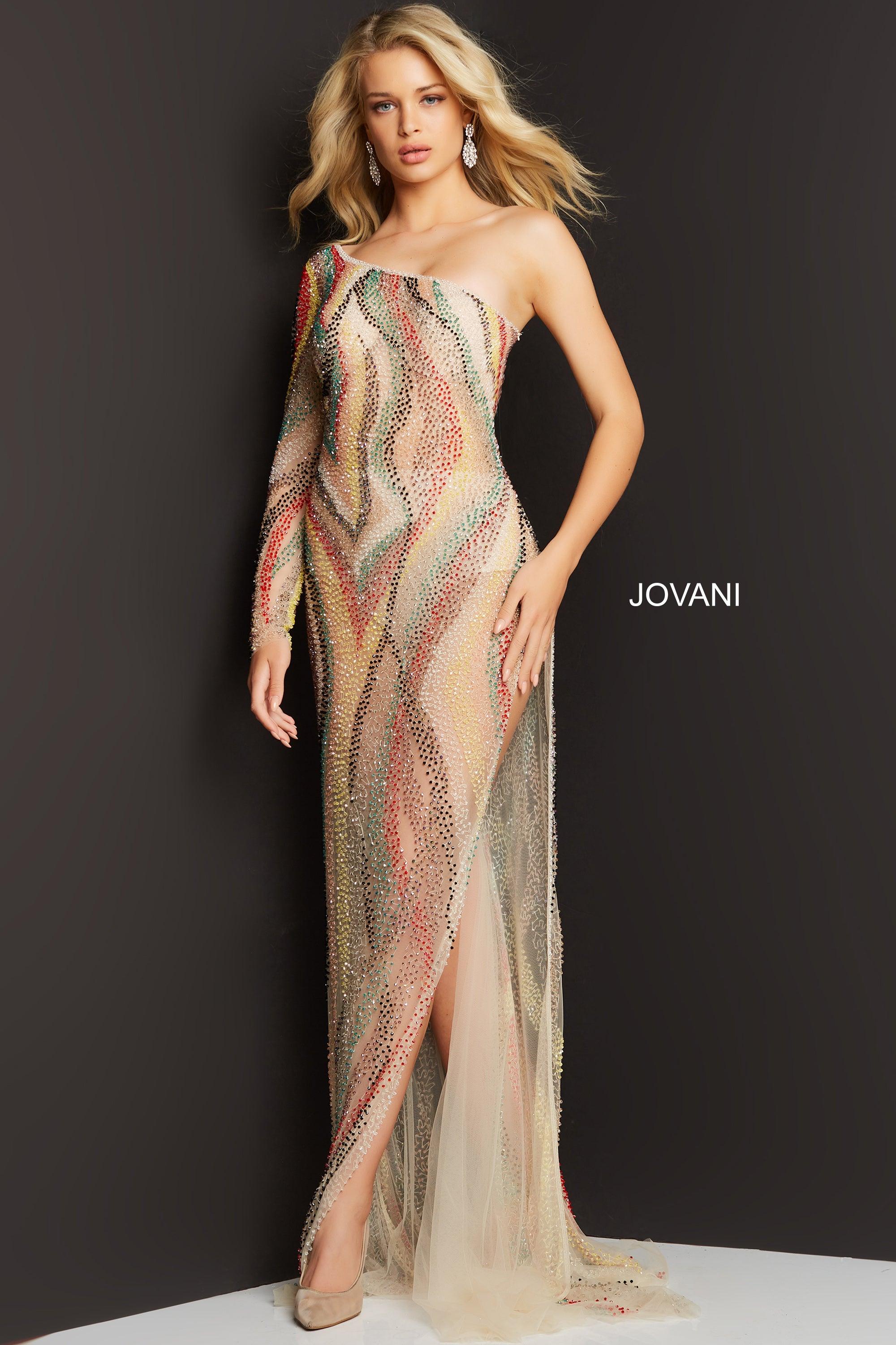 Jovani One Shoulder Long Formal Prom Gown 06741 - The Dress Outlet
