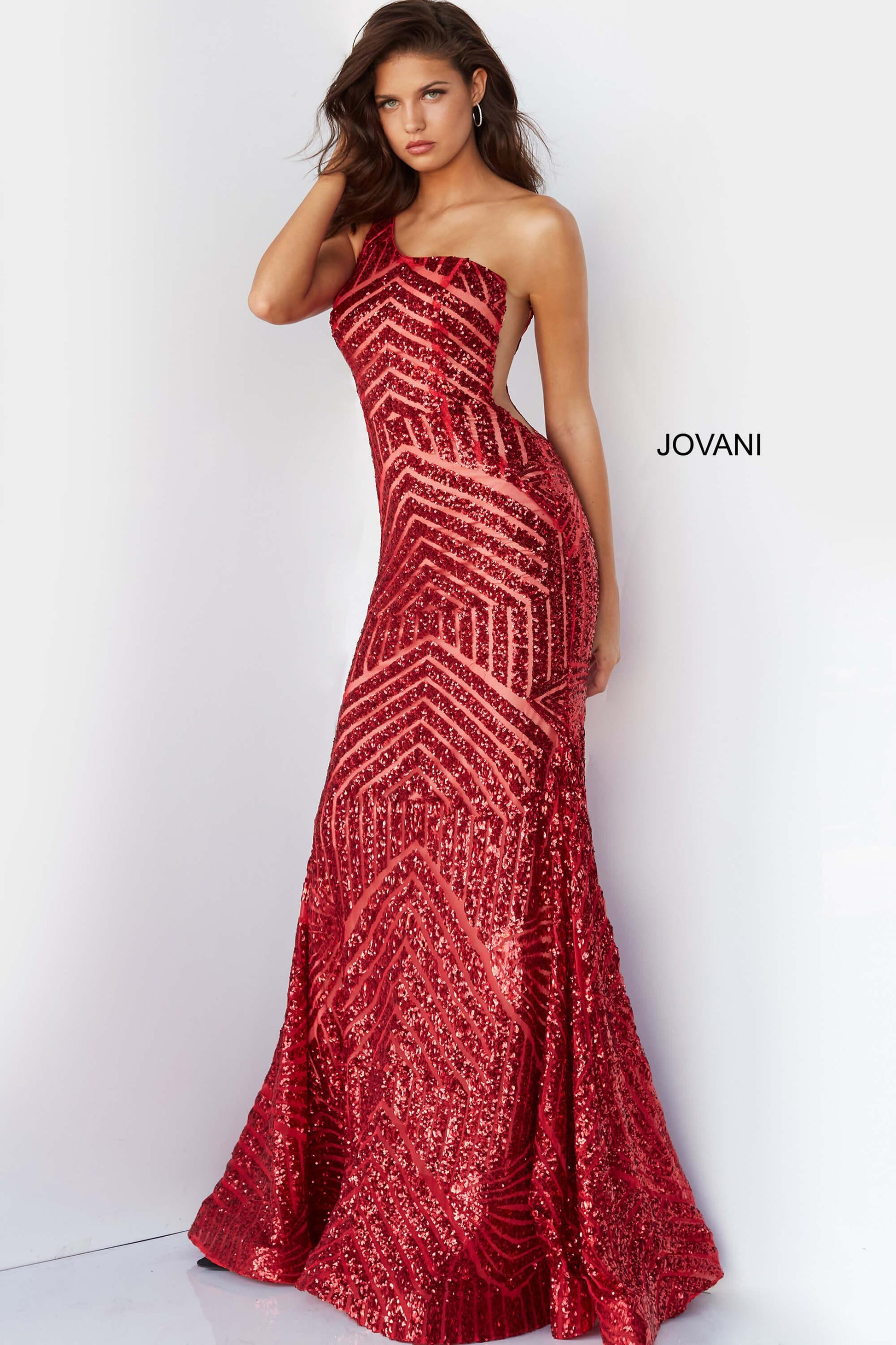 Jovani 06017 One Shoulder Long Prom Gown