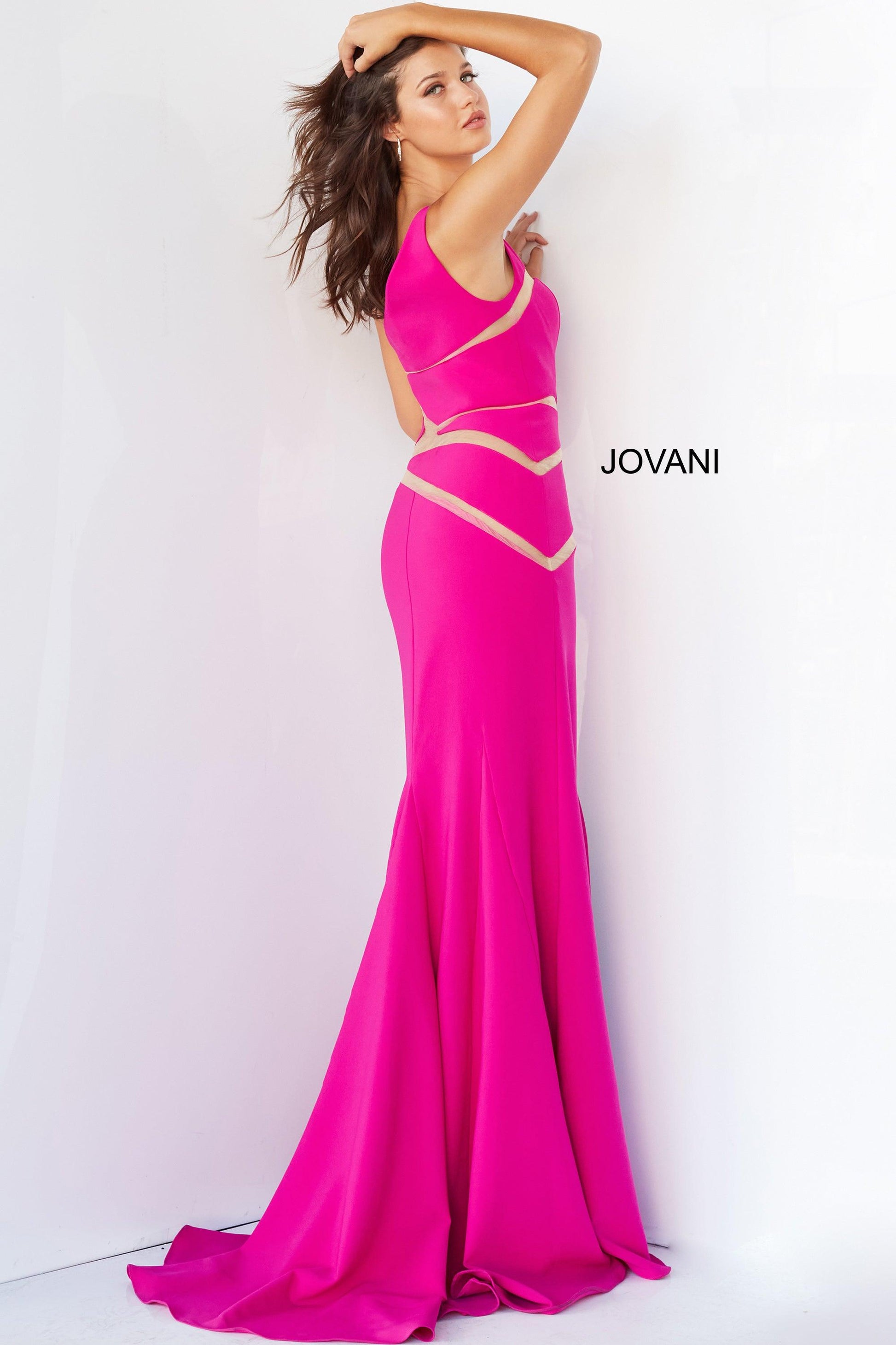 Jovani 07038 One Shoulder Long Prom Gown