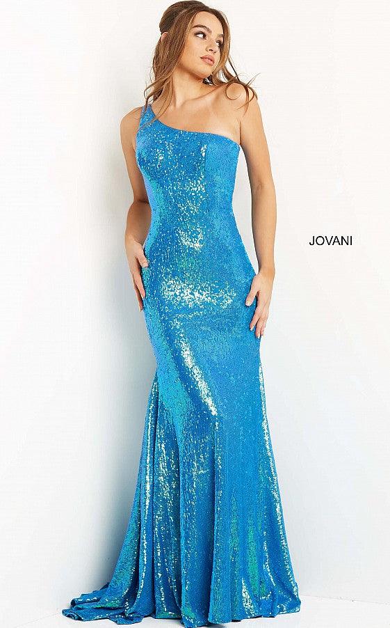 Jovani One Shoulder Long Prom Sexy Dress 08177 - The Dress Outlet