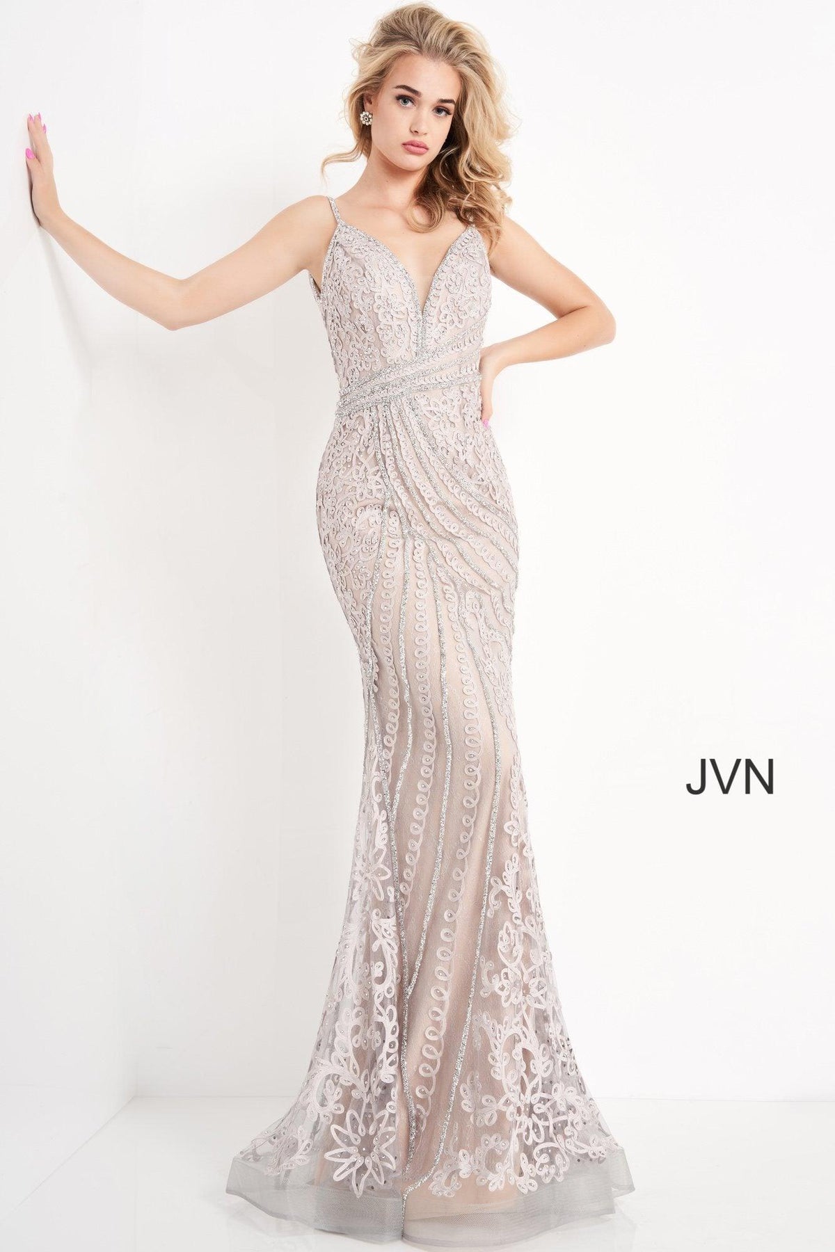 Jovani Open Back Embellished Long Evening Dress 04514 - The Dress Outlet