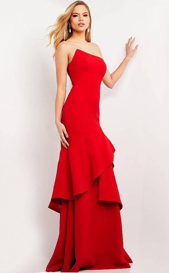Jovani Prom Long Asymmetric Strapless Dress 06509 - The Dress Outlet