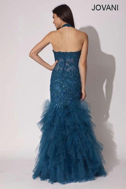 Jovani Prom Long Beaded Halter Formal Dress 79095 - The Dress Outlet