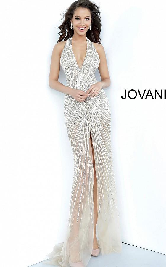 Jovani Prom Long Beaded Halter Sexy Dress 2609 - The Dress Outlet