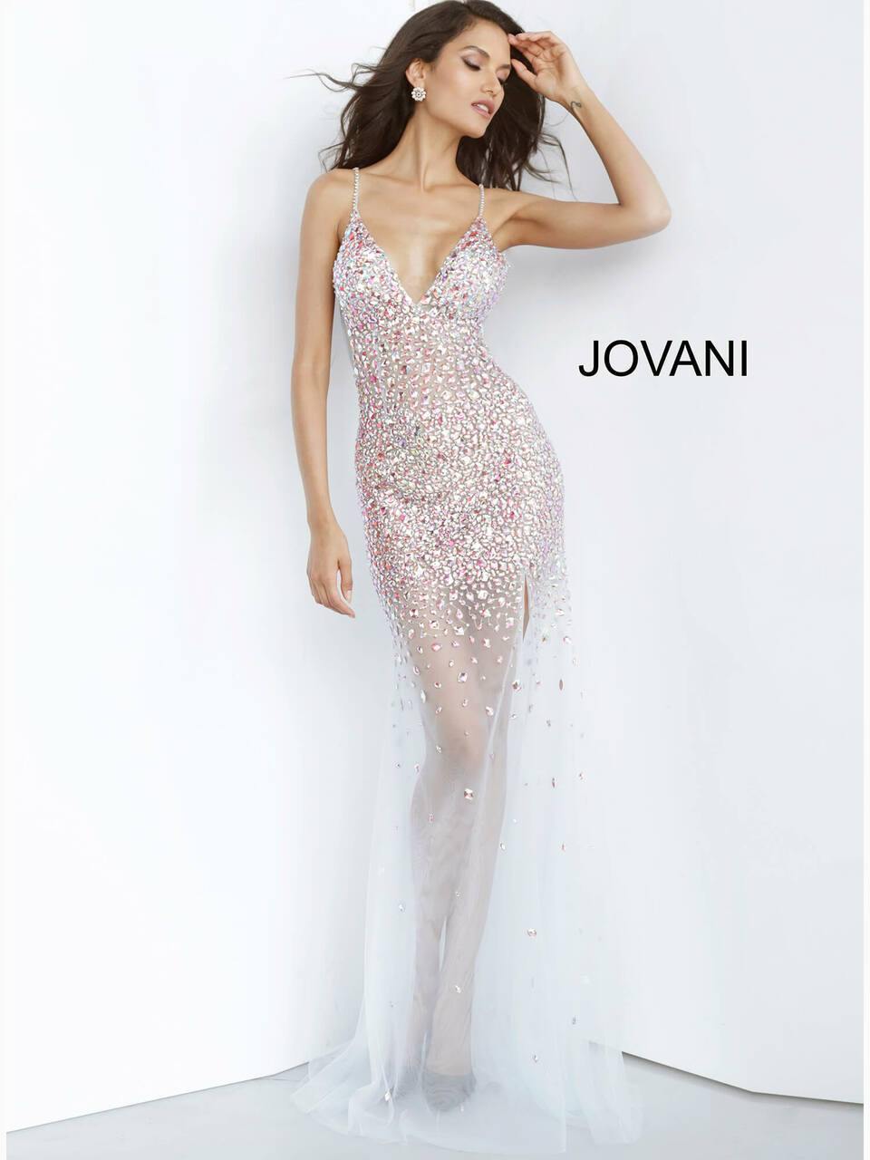 Jovani Prom Long Beaded Sexy Fitted Dress 02047 - The Dress Outlet