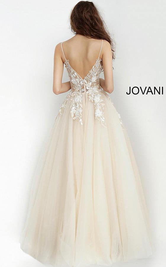 Jovani 02758 Prom Long Floral Applique Ball Gown